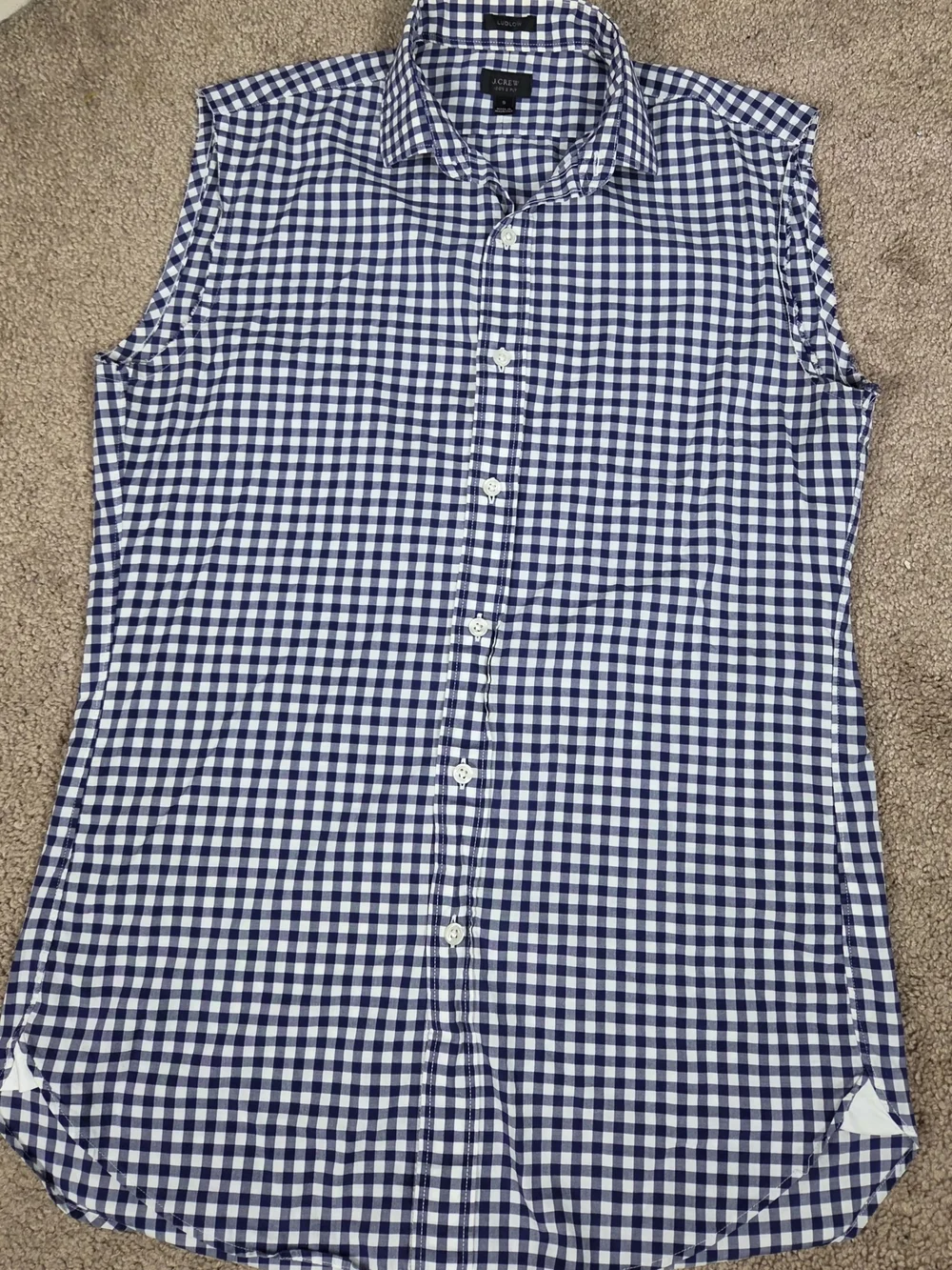 Navy & White Gingham Sleeveless Button-Front Top